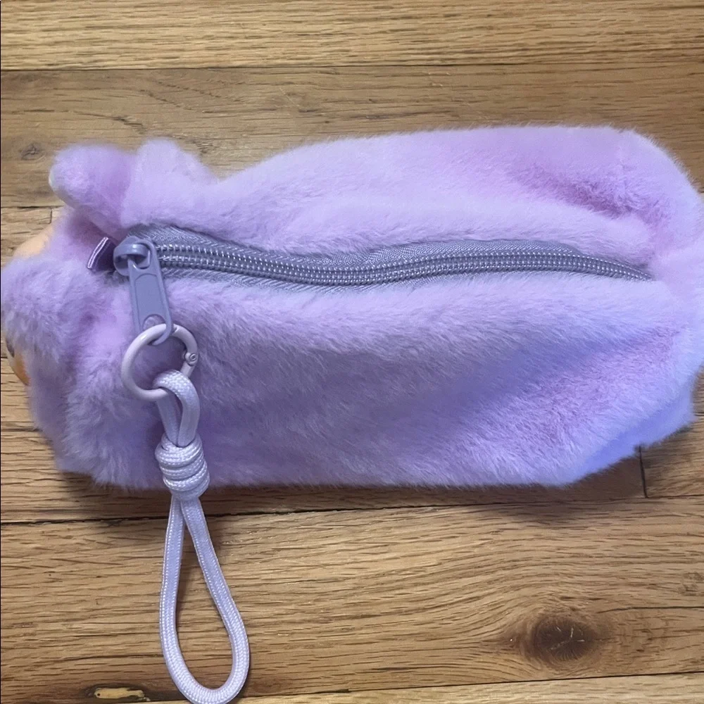 Labubu The Monsters Fluffy Purple Pencil Case/Wristlet - New